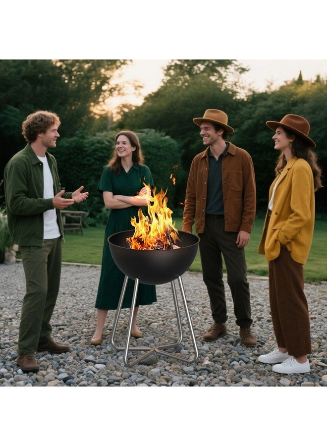 موقد نار خارجي بتصميم متين مع أرجل ستانلس ستيل لون أسود وفضي 77 × 58 × 58 سم SRFP12512 - Image 1